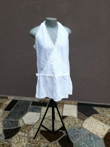 saída de praia lese branco sem mangas tam.m