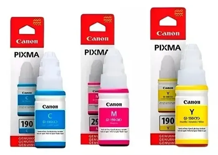Refil de Tinta Canon 190 Coloridos G3110 G4100 G3100 G-190 Azul Amarelo Vermelho