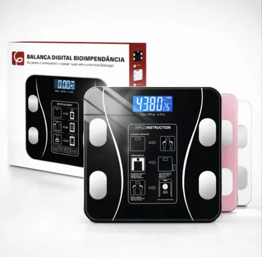 Balança Digital Bioimpedancia App Corporal Bluetooth 180kg Preto