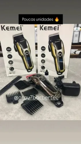 Máquina de cortar cabelo kemei barbearia barbeiro salão de beleza