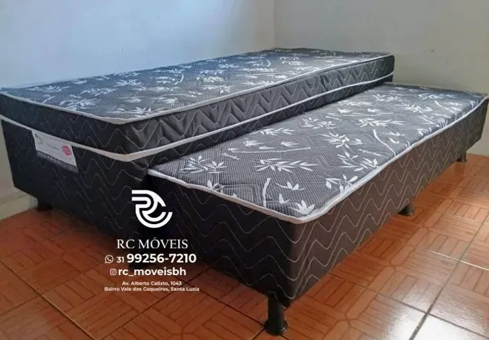 Cama box tamanho solteiro Bibox 88x1.88 com Auxiliar D33 Direto da Fábrica