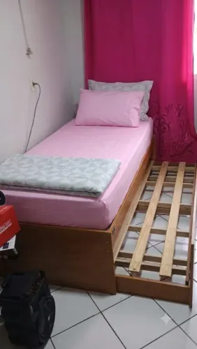 Bicama que vira cama de casal e um colchão 