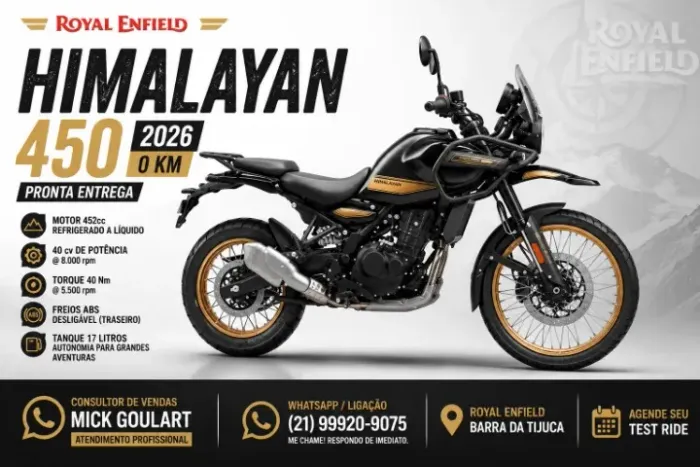 Himalayan 450cc Ano: 2026 -(( 0 KM ))- MICK - PNEU SEM CÂMARA.
