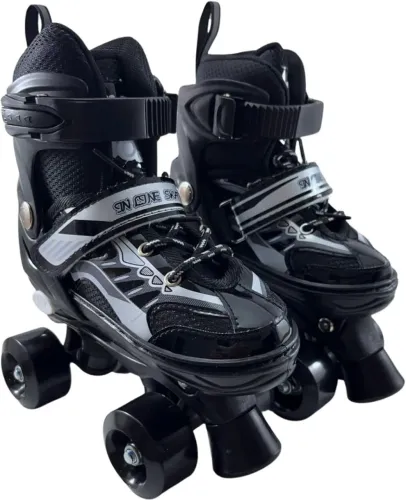 Patins Quad 4 Rodas Ajustável T:M 34-38 para Jovens e Adultos Iniciantes - Estilo Clássico