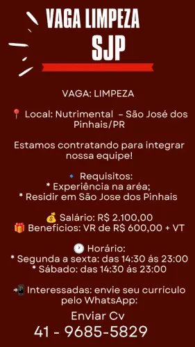 VAGA FEMININA LIMPEZA