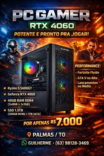Vendo Computador Gamer Ryzen 5 RTX 4060