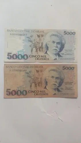 Notas cinco mil cruzeiros Cr$ 5.000,00