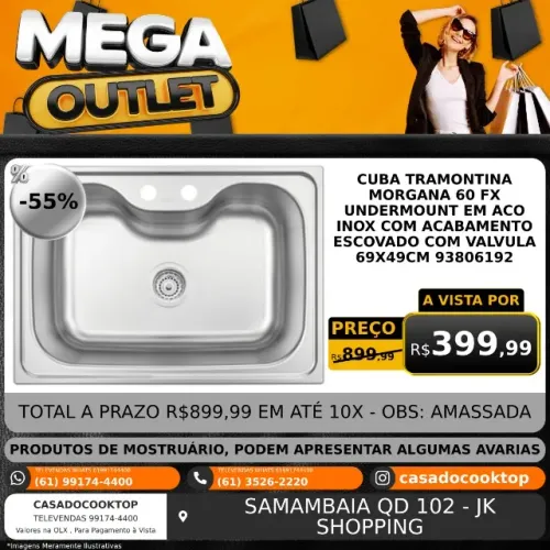 Cuba de embutir Tramontina Morgana 60 FX Undermout Tramontina * 