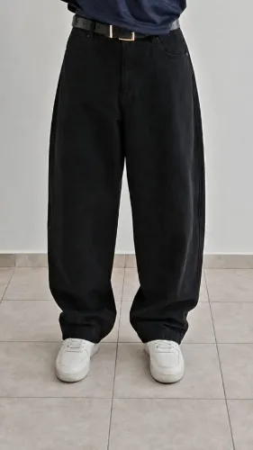 Calça Baggy Jeans Preta - Tamanho 46