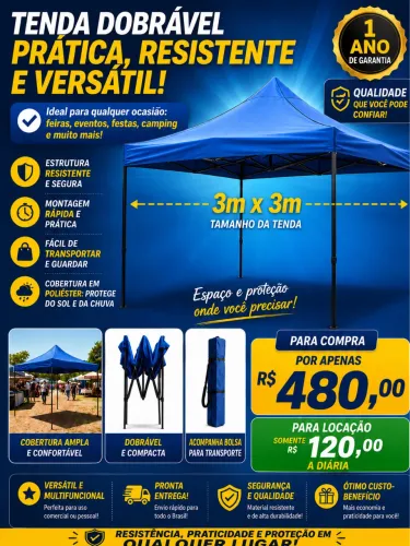 Tenda articulada sanfonada 3x3. 480,00