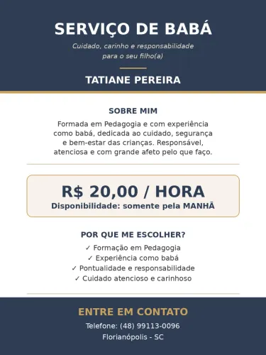 ? Serviço de Babá ? Disponível pela manhã