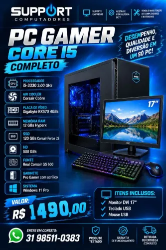 PC Gamer Completo i5, 12 GBs RAM, RX570, SSD