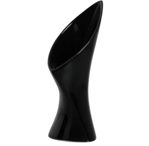 Vaso Decorativo para Mesa de Jantar Veneto Pequeno Cerâmica Preto Clássico
