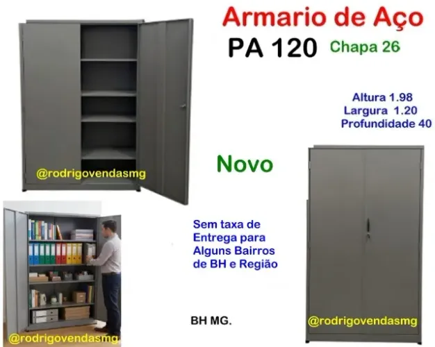 Armário de aço PA 120 multiuso Industria Comercio Loja escritório Fabrica Escola auto casa