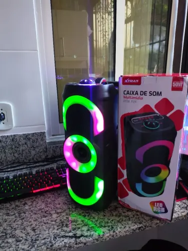 ? Caixa de Som Bluetooth 50W Portátil RGB LED | TWS | Rádio FM | USB | Recarregável