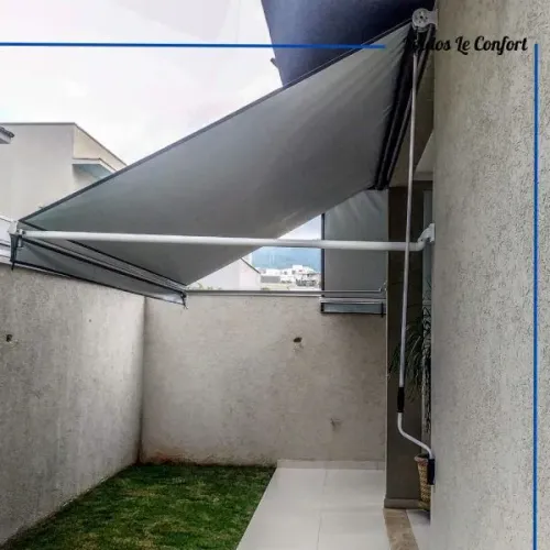 Toldo retrátil lona vinílica Estrutura aço galvanizado 3x2 kit instale você mesmo 