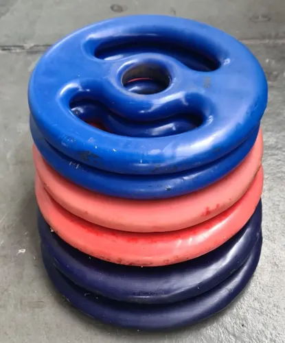 3 pares de anilhas de 1kg R$ 10,00/kg