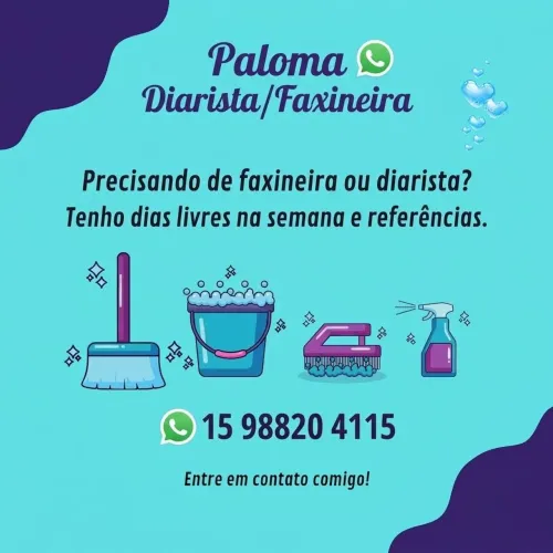 Sou diarista tenho dias disponíveis na semana