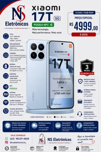 Xiaomi 17T 5G NFC 12/512 Lacrado Novo Entregamos