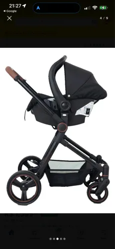 Kit com carrinho, bebe conforto e base pra carro