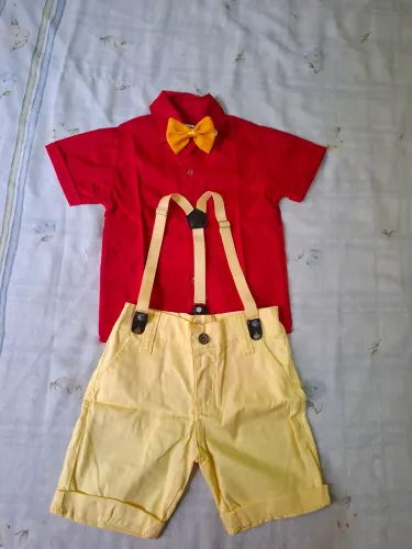 Conjunto de suspensório + camisa infantil 