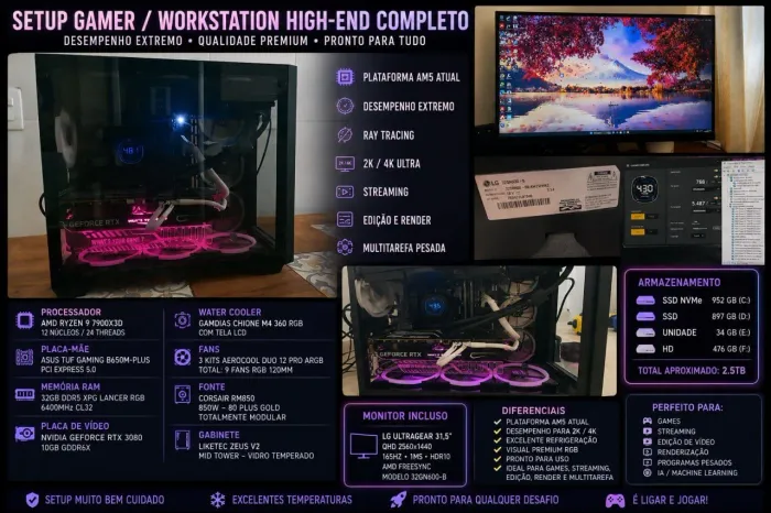 Setup Gamer / PC Gamer / Workstation High-End Completo 