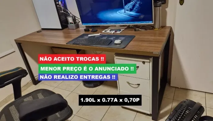 Mesa para Escritório Munique Carvalho 1.90L x 0.77A x 0.70P