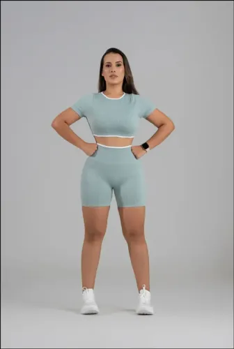 Conjunto short canelado premium academia fitnes