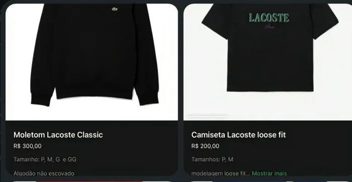 2 peças de roupa