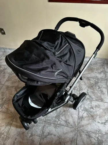 Carrinho de bebê Kiddo Compass + Bebe conforto Caracol (3 rodas, preto/cinza)