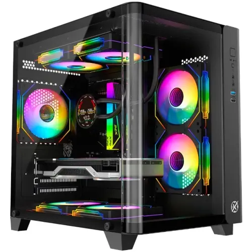 GABINETE KALKAN MIDGARD CURVO PRETO KLK072 (FANS NÃO INCLUSAS) NOVO LACRADO!