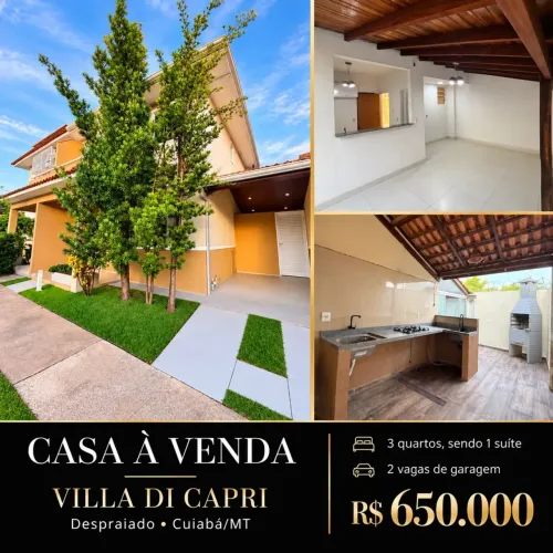 Sobrado com 3 quartos á venda no condomínio villa di capri - Ribeirão do Lipa - Cuiabá-MT