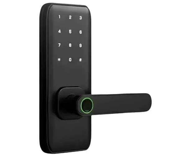 Fechadura Digital Satellite Sl-80 Smart Door Lock Biometria Senha Cartão Rfid Wi-fi Preto