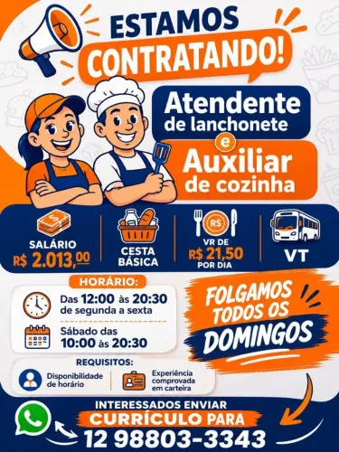 Atendente de Lanchonete e Auxiliar de cozinha