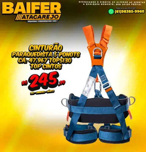 Cinturão Paraquedista 5 Pontos CA 47931 TOP5100 Top Cintos