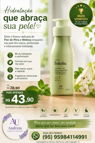 Natura Hidratante corporal flor de pêra e melissa 400ml