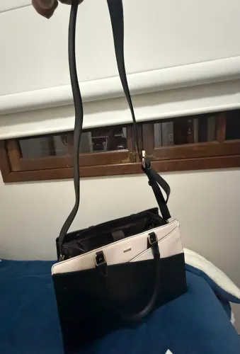 Bolsa de couro para notebook, alça removível grande espaço interno