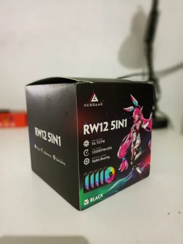 Kit Ventoinhas Acegeek RW12 5x1, Rainbow, 5x120mm, Preto - Novo