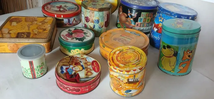 Coleção lote com 13 unidades de latas vintage