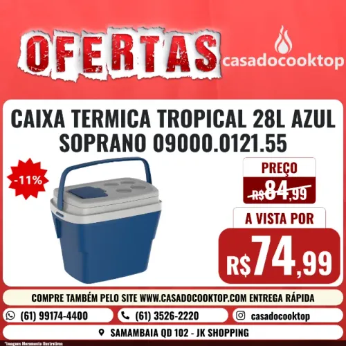 CAIXA TERMICA TROPICAL 28L AZUL SOPRANO 09000.0121.55
