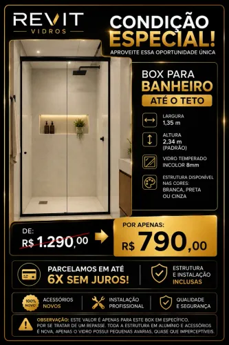 Box para banheiro de 1.40x2.34 box teto