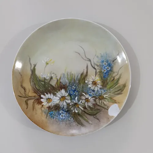 Prato Pintado a Mão Porcelana Vintage Flores