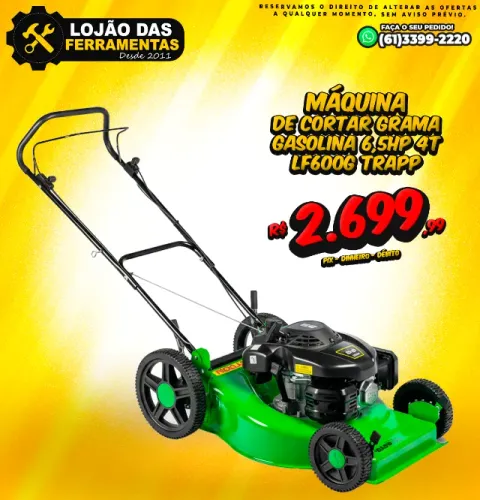 Máquina de Cortar Grama Gasolina 6,5Hp 4T Lf600g Trapp