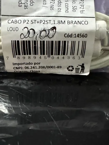 Cabo auxiliar p2 p2 com 1,8m na oferta só 15,00