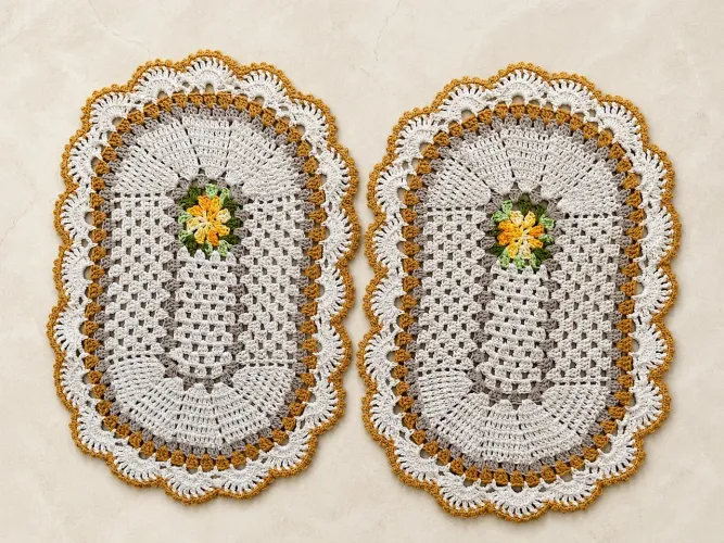 Par de tapetes de croche
