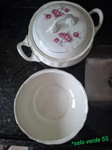 Jg.Vintage PORCELANA SANTA CRUZ/Raridade "Selo Verde 55 TAUBATÉ" (incompleto)