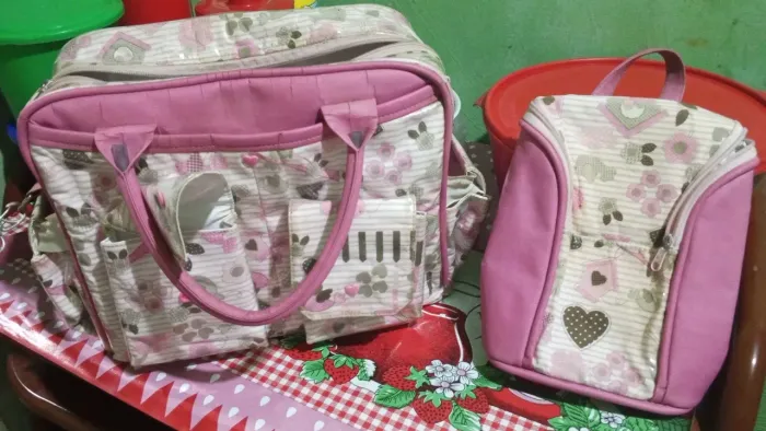 Bolsa maternidade rosa 