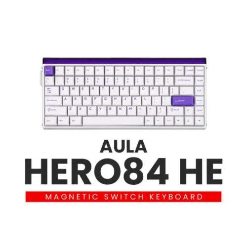 Teclado Gamer Magnético AULA HERO 84HE, 75%, ARGB, Magnético, 8K, ANSI, Branco, 12x 33,20