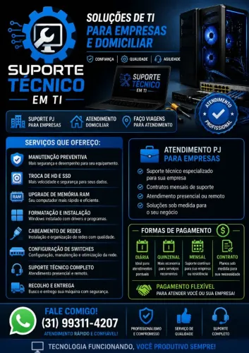 SUPORTE TÉCNICO EM TI - BH E REGIÃO<br>