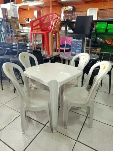 jogo de mesa bistro topmil 154kg branco (NOVO)